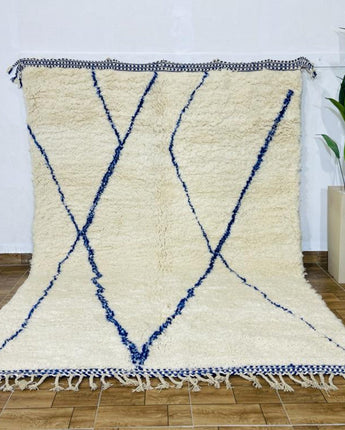 Beni ourain rug, Moroccan Handmade Rug, Blue Rug, Living Room Rug, Handmade Wool Carpet, Azilal Berber Rug, Handwoven Rug