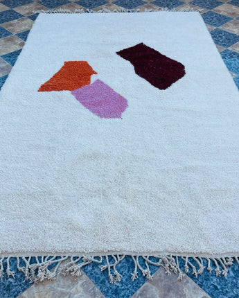 Moroccan Custom rug - Moroccan Woolen carpet - New Azilal rug - Beni Ourain style - New Beni Ourain rug - White Berber rug