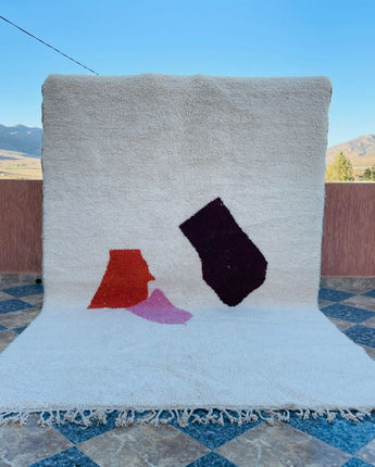 Moroccan Custom rug - Moroccan Woolen carpet - New Azilal rug - Beni Ourain style - New Beni Ourain rug - White Berber rug