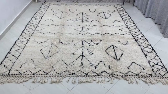 moroccan rug beni ourain rug berber rug wool rug handmade rug boho rug tribal rug area rug cream rug black rug minimalist rug moroccan decor